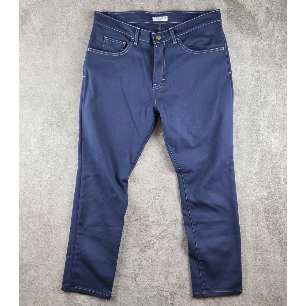 Tom James Blue Delta Pants Blue 5 Pocket Chino Custom 33x28 USA Made